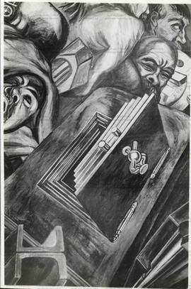 Detalhe do mural de Diego Rivera “O homem controlador do Universo” no Palácio Belas Artes (México, [1982?]). / Crédito: Jesus Carlos.
