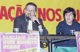 Assembleia geral [do Sindicato dos Bancários de São Paulo, Osasco e Região?] (São Paulo-SP, [25 set.?] 1996). Crédito: Vera Jursys