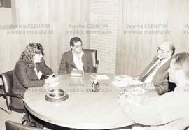 Reunião entre bancários e diretoria do BCN (Local desconhecido, 1986). Crédito: Vera Jursys