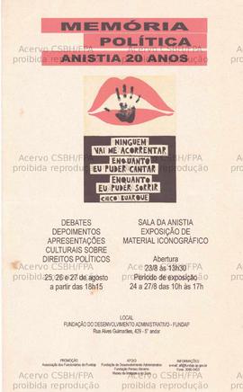 Memória Política Anistia 20 anos (São Paulo (SP), 23-27/08/0000).