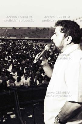 Ato do 1º de Maio, Dia do Trabalhador, na Vila Euclides (São Bernardo do Campo-SP, 01 mai. 1992)....