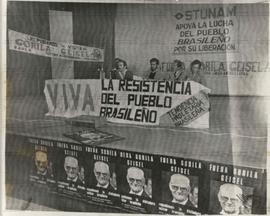 Ato contra a visita do presidente Ernesto Geisel ao México realizado pelo Sindicato dos Trabalhad...
