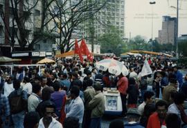 Comício da candidatura “Plínio Governador” (PT), realizado na Praça da Sé nas eleições de 1990 (S...