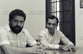 Evento não identificado [Reunião com presença de Lula e Perly Cipriano nas eleições de 1990?] (Local desconhecido, [1990?]). Crédito: Vera Jursys