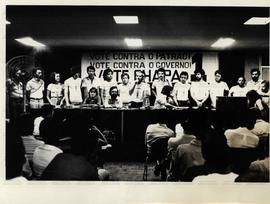Assembleia das eleições no Sindicato dos Bancários de São Paulo (São Paulo-SP, 1982). / Crédito: ...