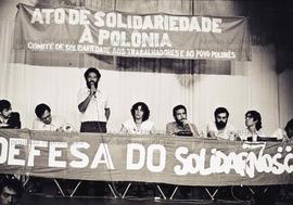 Ato em apoio ao sindicato Solidariedade (Polônia) realizado pelo jornal O Trabalho (Local desconh...
