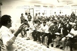 Encontro de Bisol com metalúrgicos promovido pela candidatura “Lula Presidente” (PT) nas eleições de 1989 (Caçapava-SP, 04 out. 1989). / Crédito: Marco Aurélio Monteiro