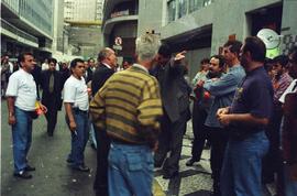 Greve dos bancários em São Paulo (São Paulo-SP, 1998). Crédito: Vera Jursys