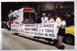 Ato do PT Osasco em homenagem ao prefeito Celso Daniel e em defesa da vida ([Osasco-SP?], Data desconhecida). / Crédito: Cesar Hideiti Ogata