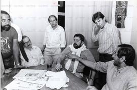 Reunião não identificada com participação de Lula e metalúrgicos do ABC (São Bernardo do Campo-SP, 1990). / Crédito: Roberto Parizotti
