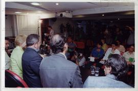 Entrevista coletiva de imprensa em reunião do Diretório Nacional do PT (São Paulo-SP, 2001) / Crédito: Cesar Hideiti Ogata