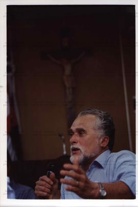 Retrato de José Genoino (PT) em evento não identificado [nas eleições de 2002?] (Local desconheci...