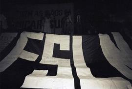 Ato “Tirem as mãos da Nicarágua” (São Paulo, 21 jun. 1985). Crédito: Vera Jursys
