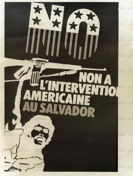 Cartaz pela não intervenção americana em El Salvador (Local desconhecido, Data desconhecida). / Crédito: Autoria desconhecida.