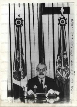 Reunião ministerial no Palácio do Planalto (Brasília-DF, 2 jun. 1987). / Crédito: Moreira Mariz/Agência Folha.