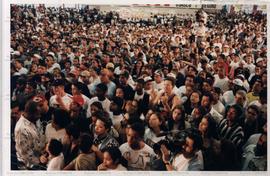 Atividade de candidaturas do PT nas as eleições de 1998 com show de hip-hop na quadra dos bancários (São Paulo-SP, 1998). / Crédito: Autoria desconhecida