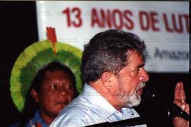 Ato de comemoração pelos “13 anos de luta pelos direitos dos povos indígenas” nas eleições de 2002 (Local desconhecido, 2002) / Crédito: Autoria desconhecida