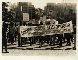 Manifestação dos bancários (São Paulo-SP, data desconhecida). / Crédito: Autoria desconhecida.