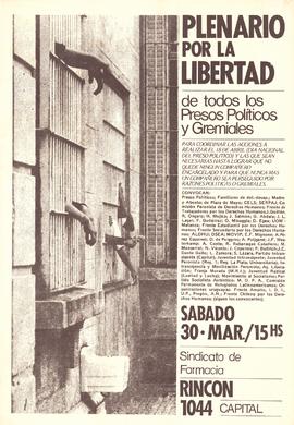 Plenario por la Libertad: de todos los Presos Políticos y Gremiales (Buenos Aires (Argentina), 30...