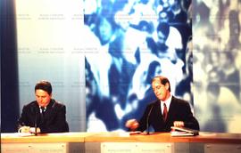 Debate entre presidenciáveis realizado na Rede Bandeirantes de televisão no primeiro turno das eleições de 2002 (São Paulo-SP, 4 ago 2002) / Crédito: Autoria desconhecida