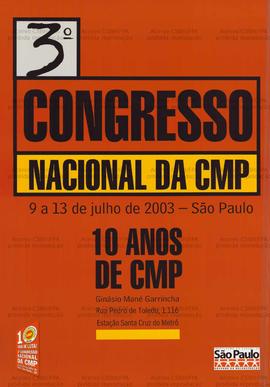 3 Congresso Nacional da CMP (São Paulo (SP), 09-13/07/2003).