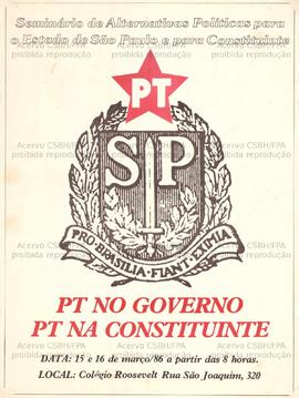 Seminário de Alternativas Políticas para o Estado.  (São Paulo (SP), 15-16/03/1986).