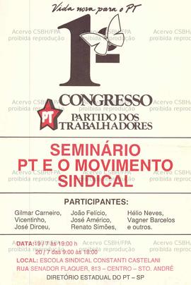 1 Congresso Partido dos Trabalhadores  (Santo André (SP), 19-20/07/0000).