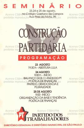 Seminário construção partidária  (São Paulo (SP), 23-25/08/0000).